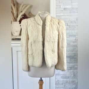 VINTAGE FUR | Gorgeous Cream Rabbit Jacket Coat - xs / s